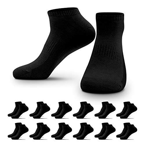 QINCAO Calcetines Tobilleros para Hombres Mujeres 12 Pares Calcetines Deportivos y de Entrenamiento de Corte Bajo