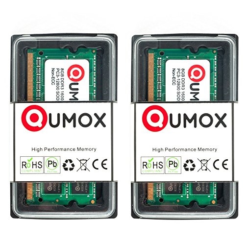 QUMOX Memoria SODIMM 16GB (2x 8GB) DDR3 1600MHz PC3-12800 (204 Pines) para ordenador portátil
