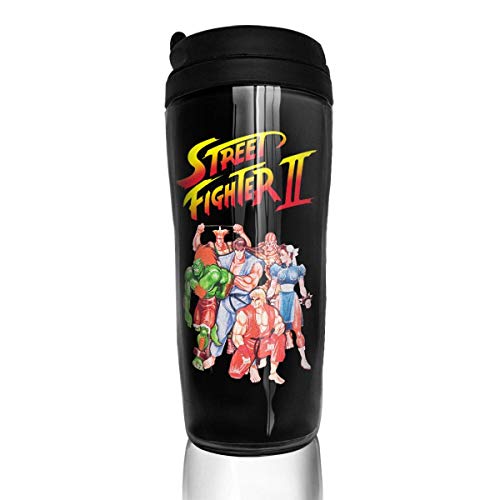 Qurbet Botella de agua, Insulated Water Bottle, Street Fighter II Video Game Inspired, Iced Espresso Small Coffee Mug Carry Hand Cup for Kids Teens Adults