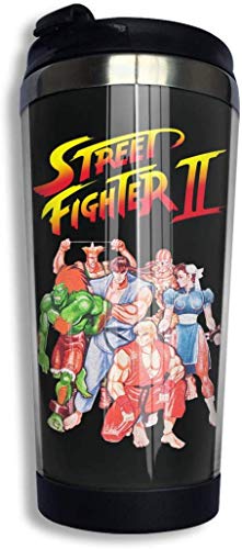 Qurbet Botella de agua, Street Fighter II Video Game Inspired Coffee Cup Stainless Steel Water Bottle Cup Travel Mug Coffee Tumbler with Spill Proof Lid Qurbet Botella de agua, Street Fighter II Video Game Inspired Coffee Cup Stainless Steel Water Bottle Cup Travel Mug Coffee Tumbler with Spill Proof Lid