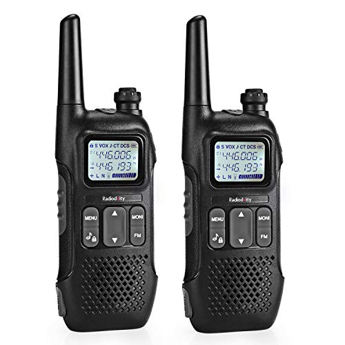 Radioddity PR-T1 Walkie Talkie Niños Radio portátil PMR 446 sin licencia, 16 canales con display y carga USB, pack de 2