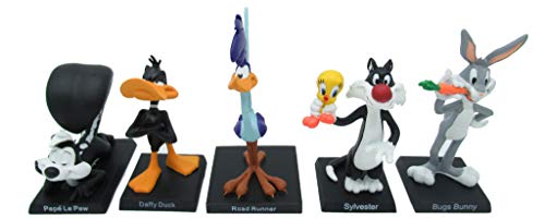 Raro 5 Figuras Colección de Metal 3D Looney - Bugs Bunny Daffy Duck Pepè La Mofeta Road Runner Sylvester y Tweety - 5cm / 9cm