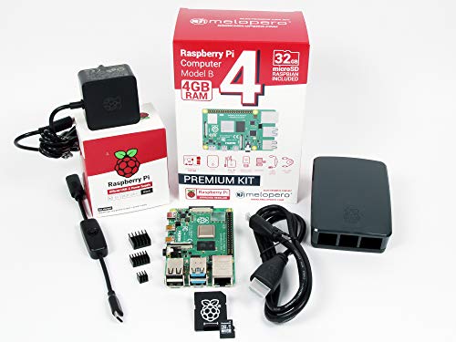 Raspberry Pi 4 Computer Official Premium Kit with MicroSD 32GB S.O. preloaded (4GB RAM, Black)