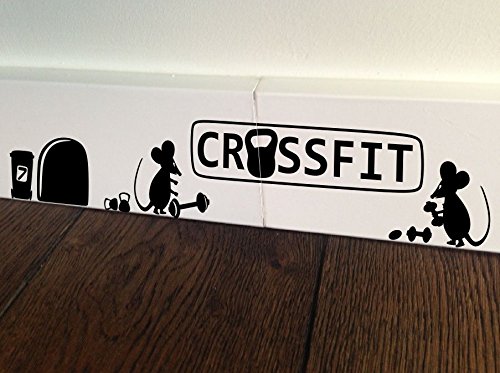 Ratón Crossfit kettebell motivación fitness gimnasio saco de boxeo entrenamiento Minie agujero casa vive kids funny rodapié pared arte adhesivo, diseño de ratón