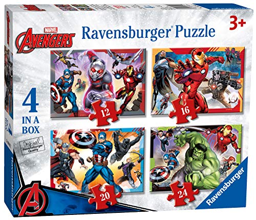 Ravensburger Marvel Avengers 4 en una Caja (12, 16, 20, 24 Piezas) Puzzles de Sierra