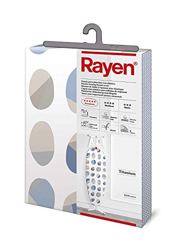Rayen | Funda para tabla de planchar Universal | Con recubrimiento de titanio | 122 x 44 cm | Blanco Estampado