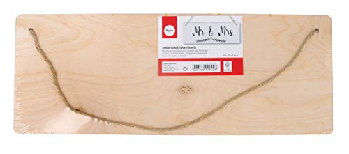 Rayher Hobby 62849505 Cartel de madera rectangular, natural, 40 x 15 x 0,6 cm