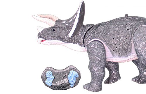 RCTecnic Dinosaurio Juguete Teledirigido Triceratops Para Niños  Mando Radiocontrol Fácil Muy Realista Con Rugidos Reales. Mueve Las Patas al Andar y la Cabeza Con Movimiento, Luz y Sonido