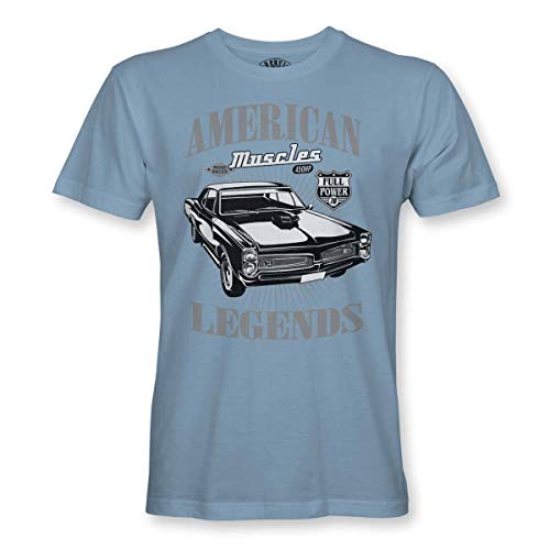 Rebel on Wheels Camiseta para hombre American Car Legend Classics US-Car Muscle-Car V8 Oldschool azul claro M