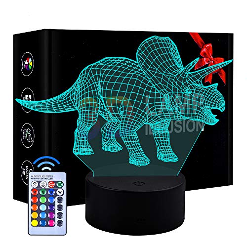 Regalo de cumpleaños para niños Niños, Lámpara LED 3D Regulable Regalo de luz Nocturna para niños de 4 a 10 años Juguete de luz Nocturna de Dinosaurio para niñas de 4 a 10 años