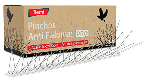 Remi Hogar Pack de 10 Metros de Pinchos Antipalomas | Púas para Palomas de Acero Inoxidable | Ahuyenta Palomas Efectivo | 20 Tiras de 50cm Montadas