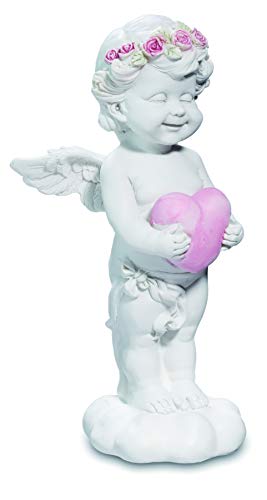 Reproduction - Figura decorativa de resina con forma de ángel con corazón 18/9,2/7,4 cm