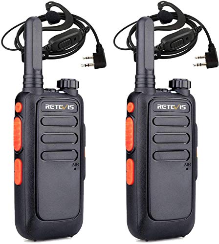 Retevis RT669 Mini Walkie Talkie, PMR446 Radio Profesional con Auriculares, Radio USB Recargable de 2 Vías con VOX, Tot, Squelch para Exteriores, Pesca, Cámping (Negro, 2 Piezas)