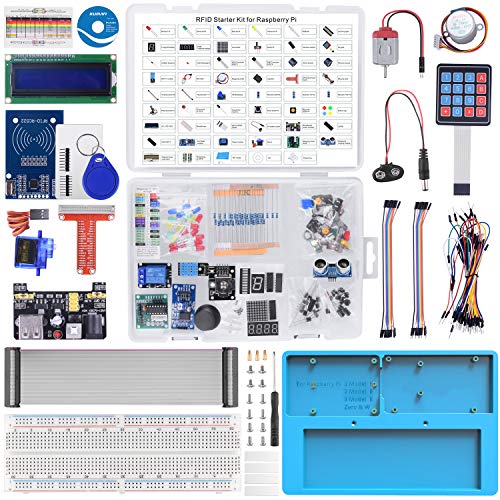 RFID Starter Kit para Raspberry Pi RAB Holder, Breadboard, Servo, Motor Paso a Paso, 215 artículos, 21 proyectos para Raspberry Pi 4 B 3 B + A + 2 1 Zero W con Aprendizaje electrónico LK86