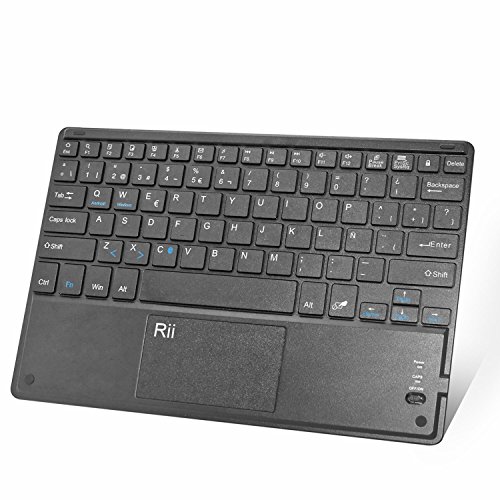 Rii Ultra-delgado teclado bluetooth con una función de multi-touchpad y batería recargable,color negro - QWERTY Español