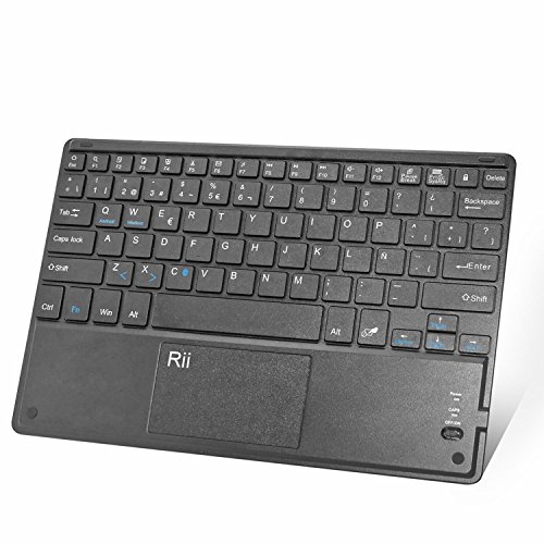 Rii Ultra-delgado teclado bluetooth con una función de multi-touchpad y batería recargable,color negro - QWERTY Español Rii Ultra-delgado teclado bluetooth con una función de multi-touchpad y batería recargable,color negro - QWERTY Español