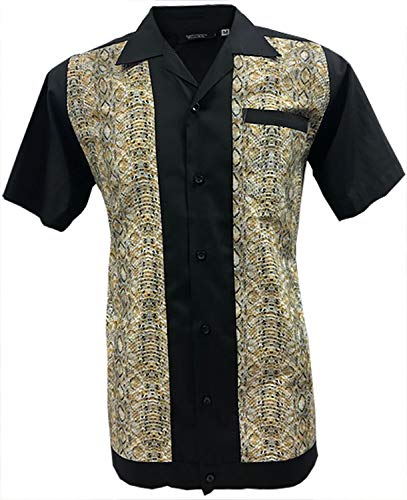 Rockabilly Fashions Camisa informal para hombre de los años 50 años 60, retro, vintage, diseño de bolos Rockabilly Fashions Camisa informal para hombre de los años 50 años 60, retro, vintage, diseño de bolos