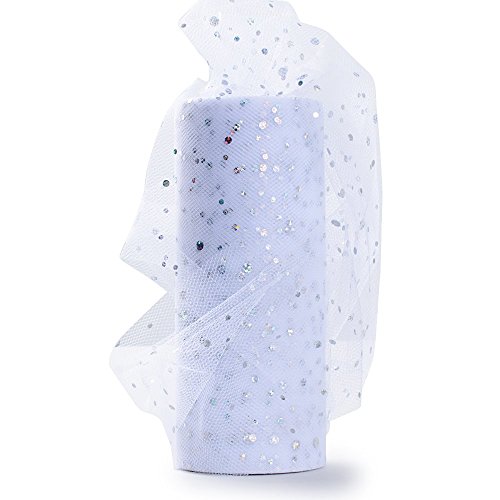 Rollo 22,5 metro Cinta Tela Tul con Lentejuelas Tulle Ancho 15cm Decoración Hogar Boda Novia Fiesta Navidad Manualidades DIY Envolver Regalos Tutú Falda Blanco Rollo 22,5 metro Cinta Tela Tul con Lentejuelas Tulle Ancho 15cm Decoración Hogar Boda Novia Fiesta Navidad Manualidades DIY Envolver Regalos Tutú Falda Blanco