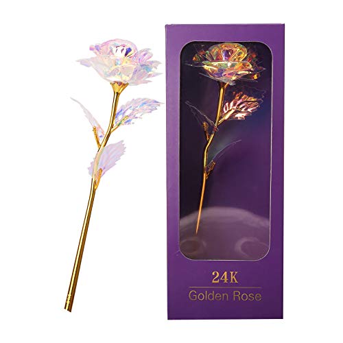 Rosa de Oro 24K,Rosa Eterna Flores Chapadas,Galaxy Rose Flores Artificiales con Caja de Regalo para Madre,Mujer,Novia,Esposa,el Día de San Valentín, Aniversario,Regalo de Cumpleaños