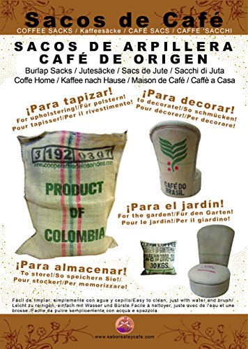 SABOREATE Y CAFE THE FLAVOUR SHOP Telas para Tapizar Saco Grande de Café de Origen Reutilizado para Tapizar de Yute Arpillera 100% Natural (70 cm x1 metro)