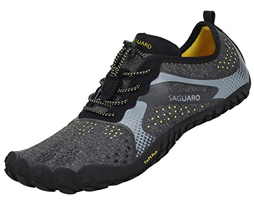 SAGUARO Hombre Mujer Barefoot Zapatillas de Trail Running Minimalistas Zapatillas de Deporte Fitness Gimnasio Caminar Zapatos Descalzos para Correr en Montaña Asfalto Escarpines de Agua, Negro, 43 EU