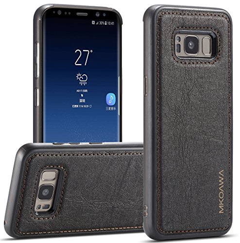 Samsung Galaxy S8 Funda, MKOAWA Samsung Galaxy S8 Fundas, con Case protectora a prueba de golpes de cuero delgado para Samsung Galaxy S8 (5.8 pulgadas) - Negro