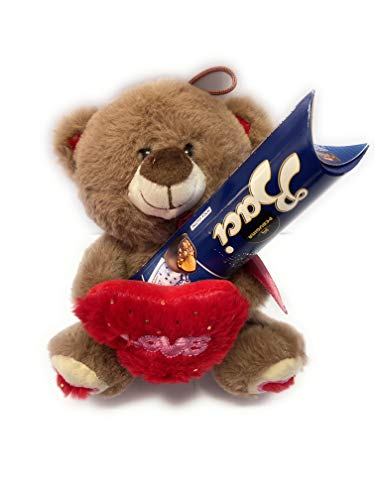 San Valentín – Tubo Baci Perugina Clásicos 37,5 gr + Oso de peluche con inscripción Love sobre un corazón de peluche