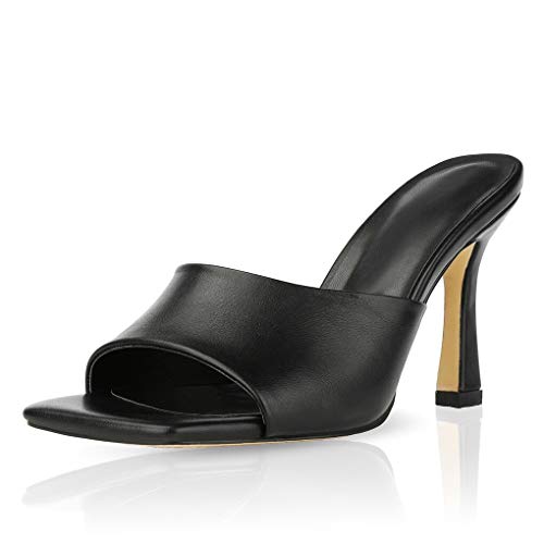 Sandalias de tacón alto AOSPHIRAYLIAN con puntera cuadrada y tacón alto para mujer, color Negro, talla 37 EU