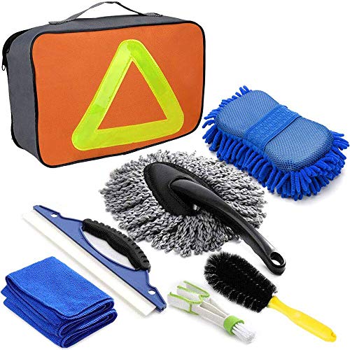 SaponinTree 7 Piezas Kit de Limpieza para Coche, Kit de Herramientas de Lavado de Coche, Esponja de Chenilla, Cepillo de Llantas, Rascador de Agua, Paño de Limpieza de Automóviles SaponinTree 7 Piezas Kit de Limpieza para Coche, Kit de Herramientas de Lavado de Coche, Esponja de Chenilla, Cepillo de Llantas, Rascador de Agua, Paño de Limpieza de Automóviles
