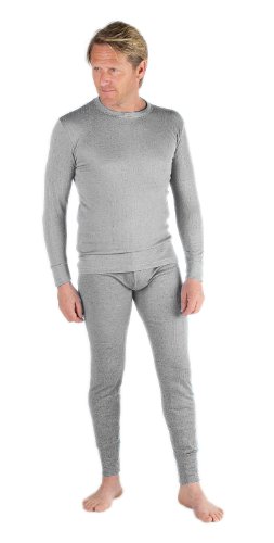 Set de ropa interior térmica para hombre de Sock Uwear, para hombre, camiseta de manga larga y calzoncillos largos, color gris, tamaño Chest: 48-50 Inch | 122-127 Cms [XX Large]