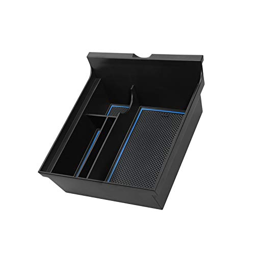 SHAOHAO Tesla model3 modely 2021 - Organizador de reposabrazos para consola central, compartimento para la guantera multifuncional (azul)