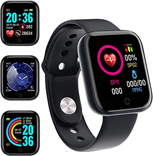 Smartwatch 1.3 Pulgadas Reloj Inteligente Hombre Mujeres Reloj Deportivo con Pulsómetro, Presión Arterial Monitor de Sueño IP67 Smart Watch para xiaomi Huawei Android iOS(Fácil de Cargar)