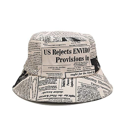 Sombrero de Cubo de Verano Unisex Periódico Impreso Mujeres Hombres Protector Solar al Aire Libre Gorra de algodón Pesca en la Calle