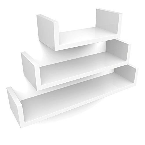 SONGMICS Set de 3 Estantes de Pared, Estantes Flotantes, 30/45/60 cm, Acabado Brillante, Decorativos, Creativos, para Habitación, Salón, Cocina, Pasillo, Capacidad de Carga de 15 kg, Blanco LWS66W SONGMICS Set de 3 Estantes de Pared, Estantes Flotantes, 30/45/60 cm, Acabado Brillante, Decorativos, Creativos, para Habitación, Salón, Cocina, Pasillo, Capacidad de Carga de 15 kg, Blanco LWS66W
