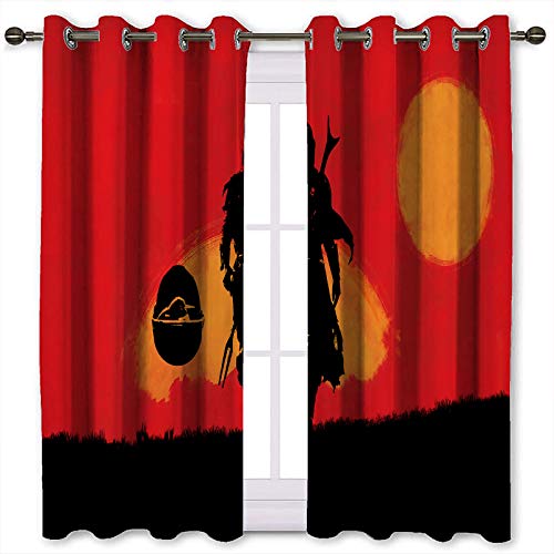 SSKJTC Cortinas de ventana Red Dead Redemption patrón mandaloriano impresión tratamientos ventana cortinas para dormitorio (180 x 160 cm)