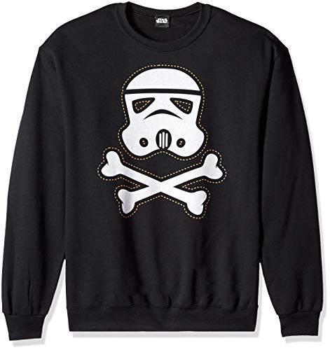 Star Wars Men's Licensed Halloween Trooper Skull Patch Crew Fleece, Black, Large