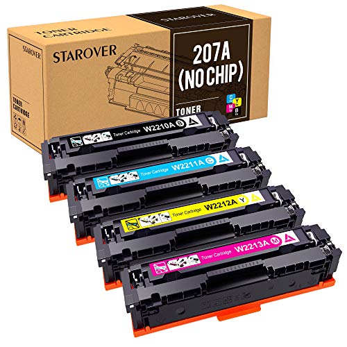 STAROVER Cartucho de Toner Compatible para HP 207A 207X W2210A W2211A W2212A W2213A para HP Color Laserjet Pro MFP M283fdw M283fdn M282nw M255dw M255nw (Sin Chip)