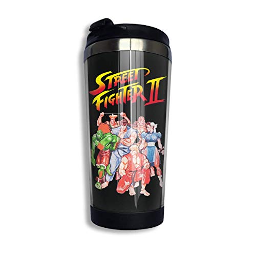 Street Fighter II Video Game Inspired Coffee Cup Stainless Steel Taza de la botella de agua Taza de viaje Coffee Tumbler with Spill Proof Lid