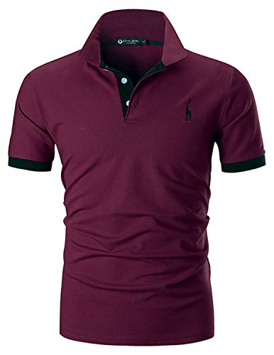 STTLZMC Polo para Hombre de Manga Corta Casual Moda Algodón Camisas Cuello en Contraste Golf Tennis,Rojo,M