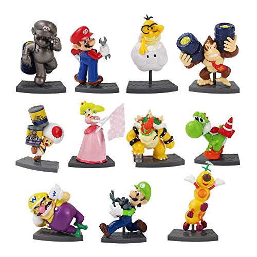 Super Mario Juguetes 11pcs/ Set 6-8cm Super Mario Bros Mario Luigi Peach Bowser Toad Yoshi PVC Mini Figura Juguetes