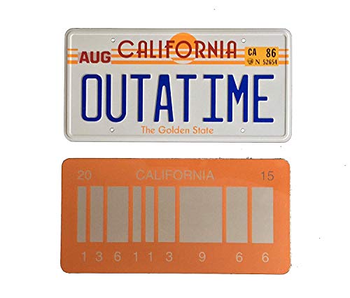 Super6props Back to The Future Outatime License Plate and Barcode License Plate 2 Pack Combo