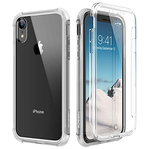 SURITCH Funda iPhone XR 360 Grados Transparente y Protector Antigolpes [Ultra Hybrid] Transparent PC Dura Resistente + TPU Silicona Bumper, Doble Cara Carcasa para iPhone XR - Blanca