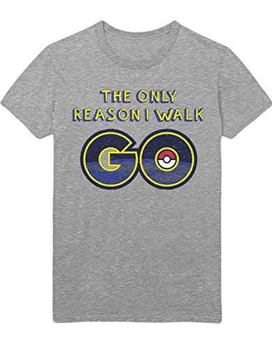 T-Shirt Poke Go The Only Reason I Walk Hype Kanto X Y Blue Red Yellow C123125 Gris S