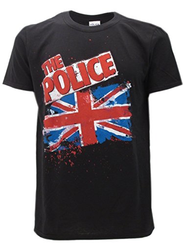 T-shirteria - Camiseta negra de Police, con bandera inglesa, original – Enviado XS S M L XL