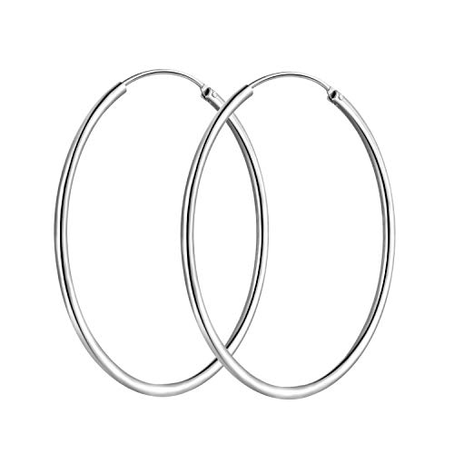 T400 Pendientes Mujer aro de Plata de Ley 925 Pulido ronda círculo, Diámetro:25 35 45 55 65mm T400 Pendientes Mujer aro de Plata de Ley 925 Pulido ronda círculo, Diámetro:25 35 45 55 65mm