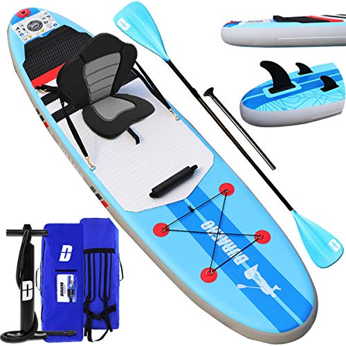 Tabla Hinchable Paddle Surf Sup Paddel Surf Bomba, Asiento de Kayak, Almohadilla integrada, Aleta Desprendible, Doble remo ajustable, Kit de Reparación, 305 x 76 x 15 cm, hasta 110 kg