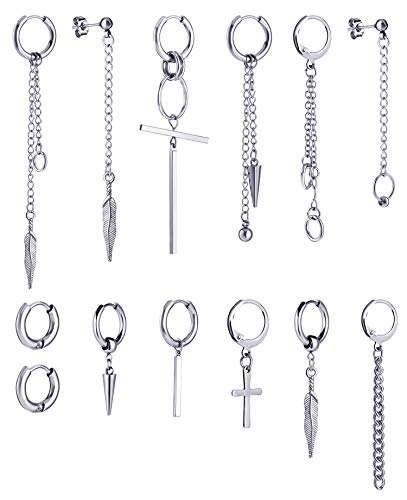 Tacobaer 13 Piezas Pendientes Hombre Plata Pendientes Aros Acero Inoxidable Cruz Pendientes Set Unisex Gota Colgantes Pendientes para Hombre Mujer Tacobaer 13 Piezas Pendientes Hombre Plata Pendientes Aros Acero Inoxidable Cruz Pendientes Set Unisex Gota Colgantes Pendientes para Hombre Mujer