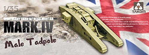 TAKOM TAK2015 - 1/35 Primera Guerra Mundial Tanque de Batalla Mark IV Hombre Renacuajo con Posterior Mortero
