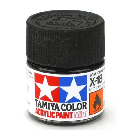 Tamiya 81518 - Pintura Acrílica Mini, Brillo Negro Satinado Frasco de 10 ml , X-18