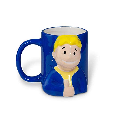 Taza de café oficial Fallout Vault Boy [AZUL MOLDEADA 20 oz] Taza de cerámica Fallout 4 tazas de té Taza GOTY Gamer Taza moldeada Pip Boy CON LICENCIA OFICIAL de JustFunky